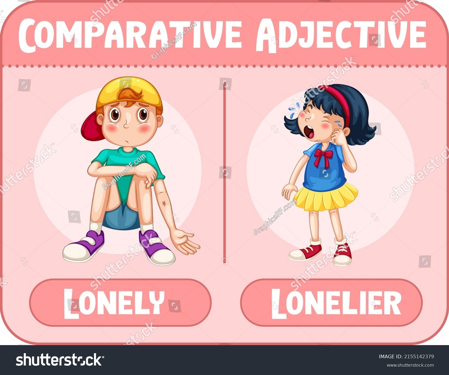 Comparative Adjectives Word Lonely Illustration Stock Vector (Royalty ...