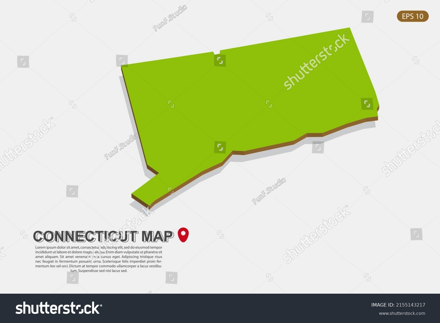 Connecticut Map Usa United States America Stock Vector Royalty Free   Stock Vector Connecticut Map Usa United States Of America Map Vector Template With Isometric Style Including 2155143217 