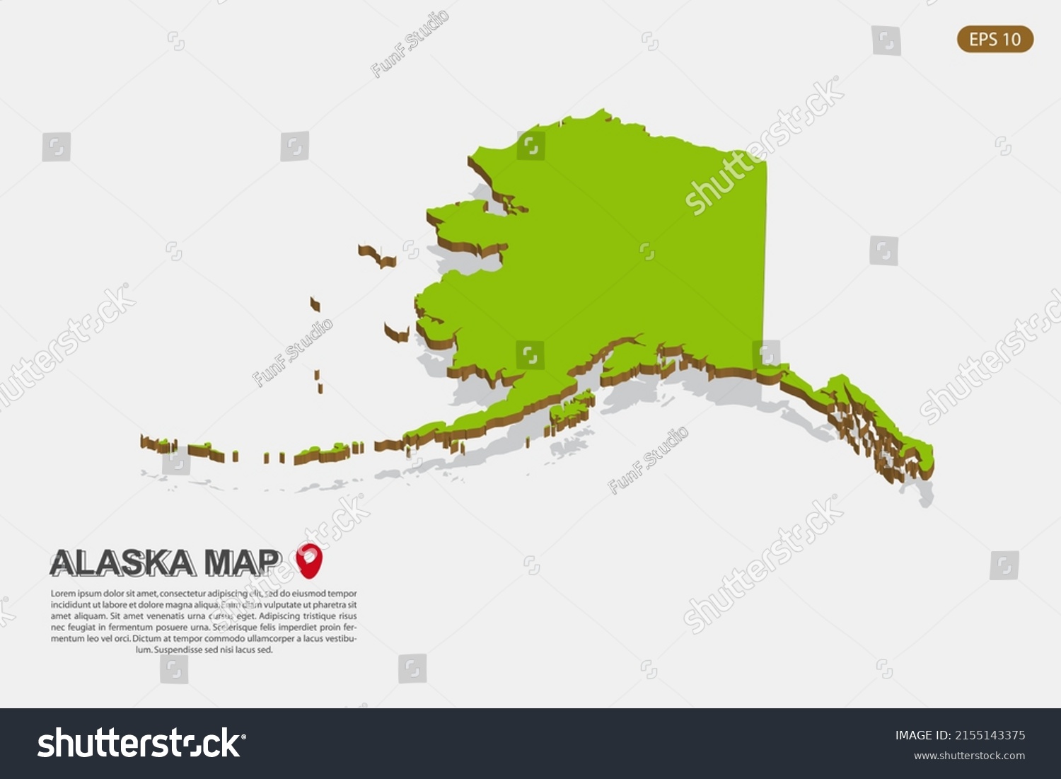 Alaska Map Usa United States America Stock Vector Royalty Free Stock Vector Alaska Map Usa United States Of America Map Vector Template With Isometric Style Including 2155143375