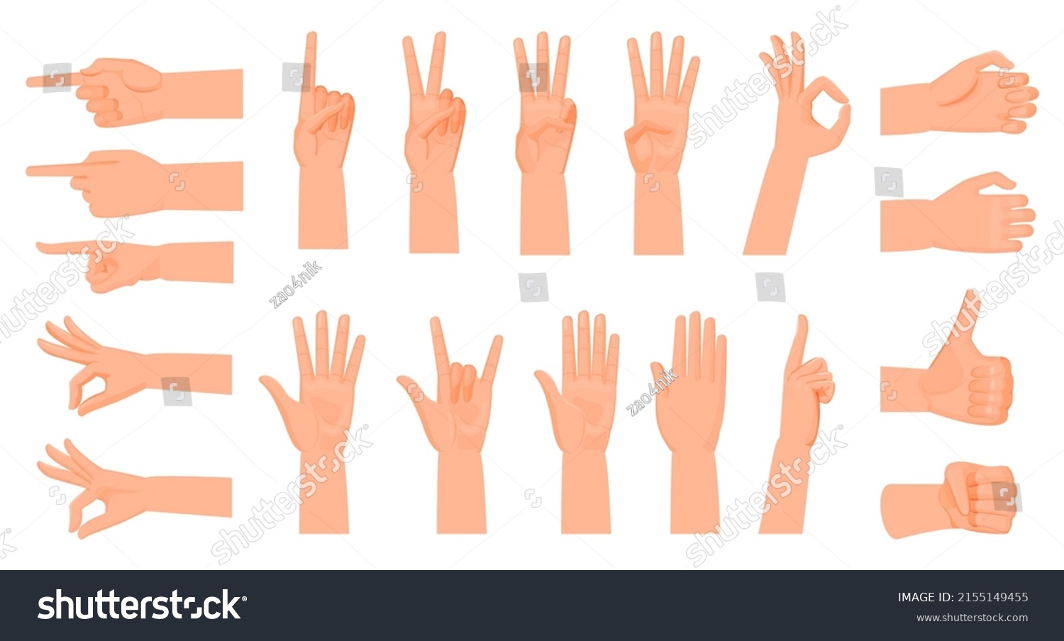 Hand Gestures Counting Five On Fingers Stock Vector (Royalty Free ...