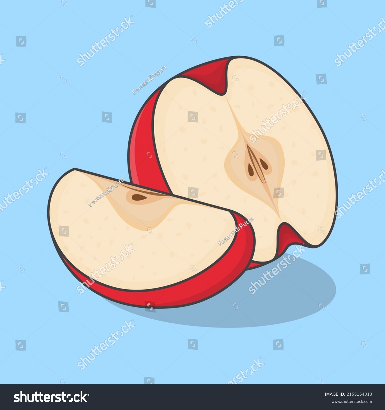 Slice Apple Cartoon Vector Illustration Fresh Stock Vector Royalty Free 2155154013 Shutterstock 7350