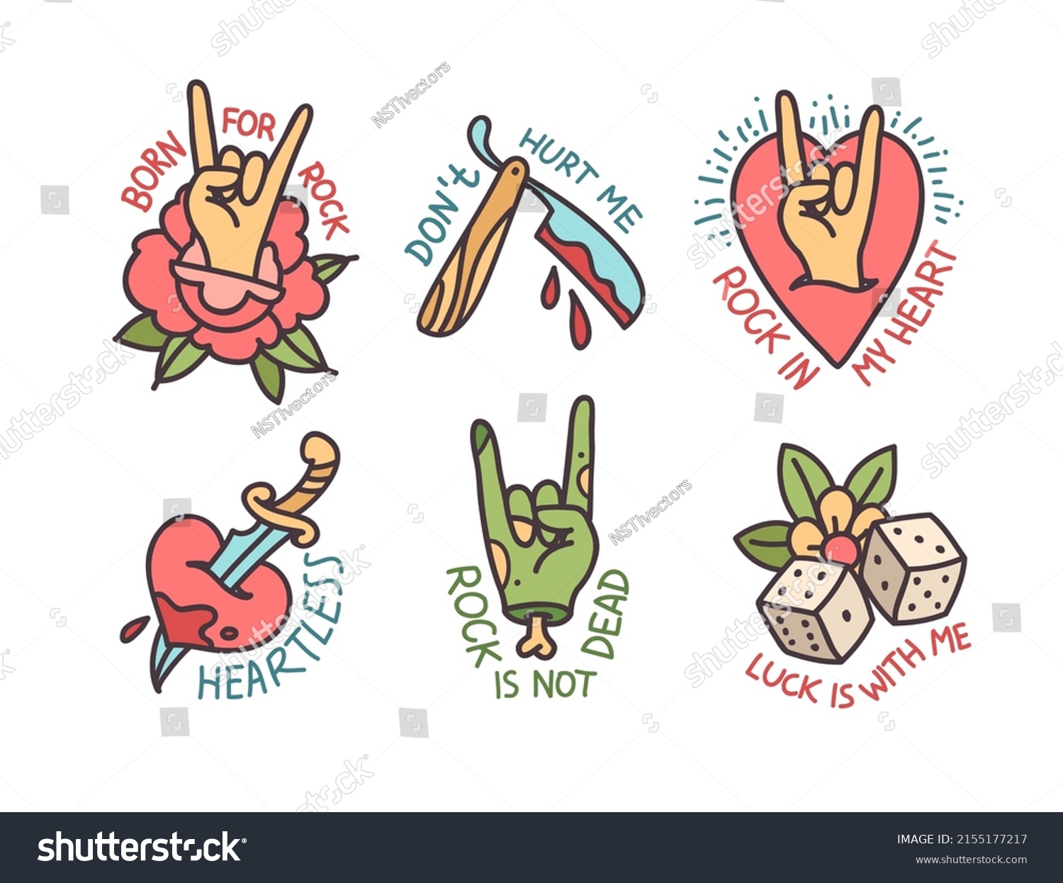 Printable Rockabilly Tattoo Designs Phrases Quots Stock Vector (Royalty