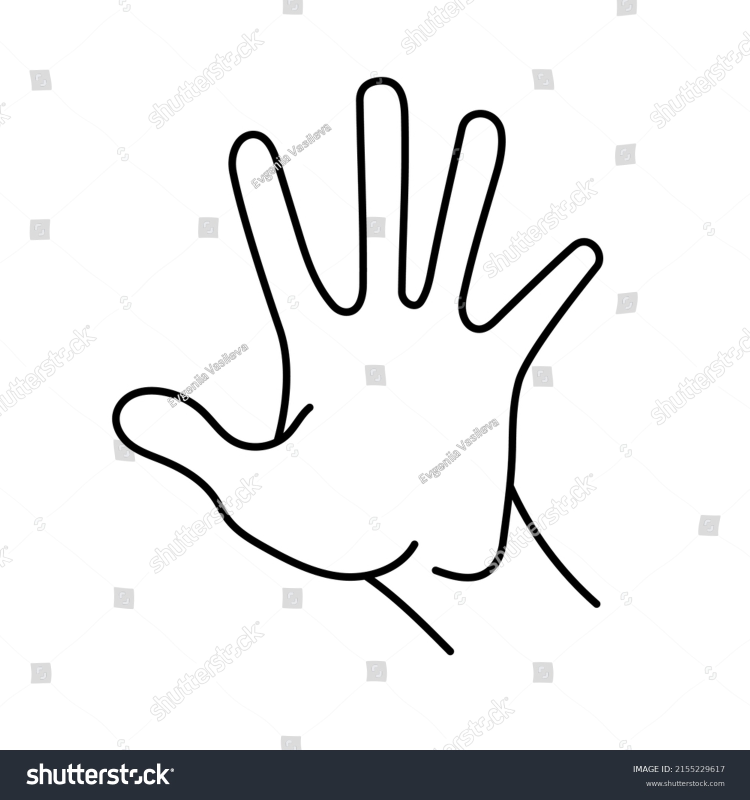 Hand Showing Number 5 Outline Illustration Stock Vector (Royalty Free ...