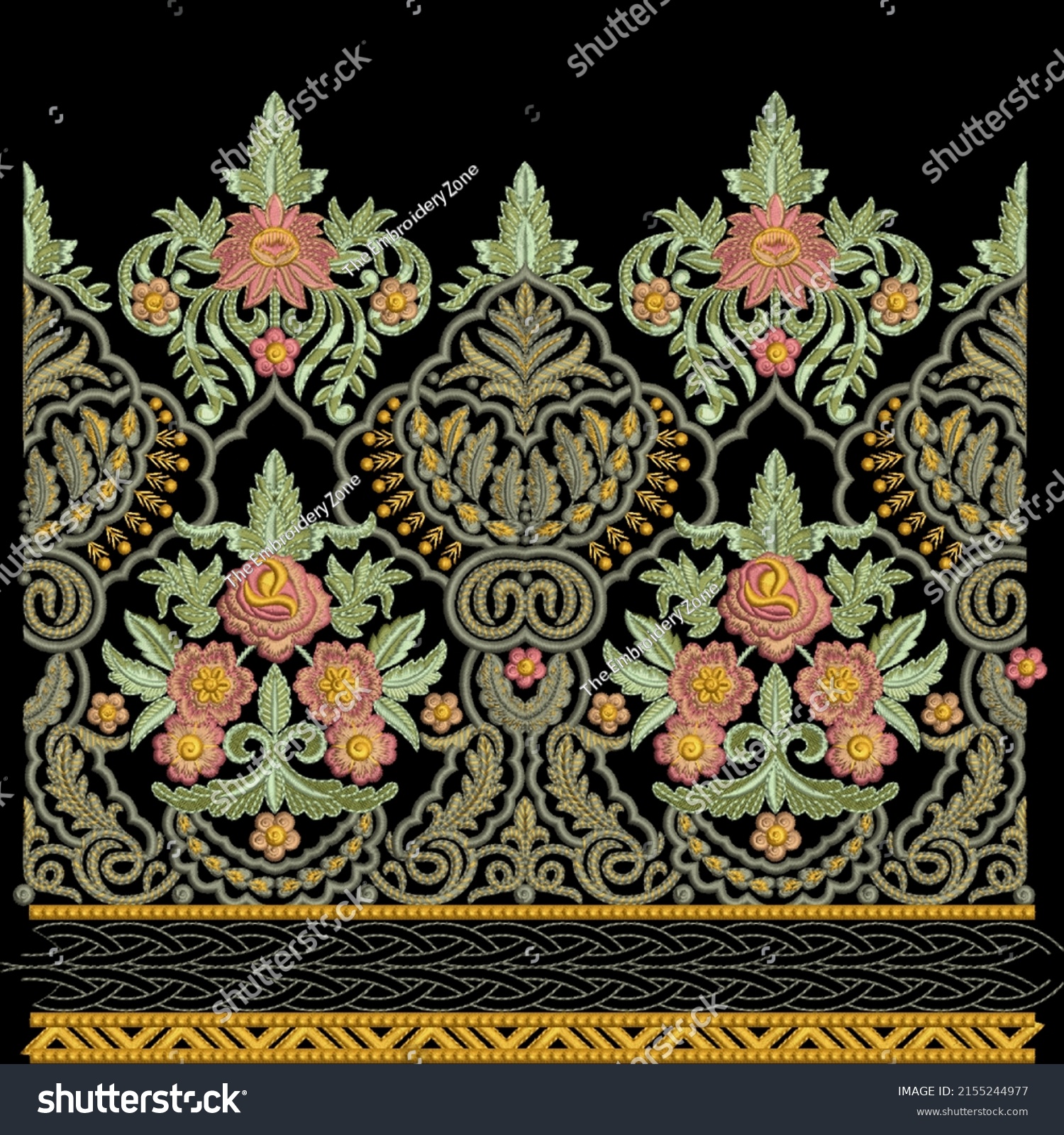 Colorful Embroidery Lace Border Design Indian Stock Illustration ...