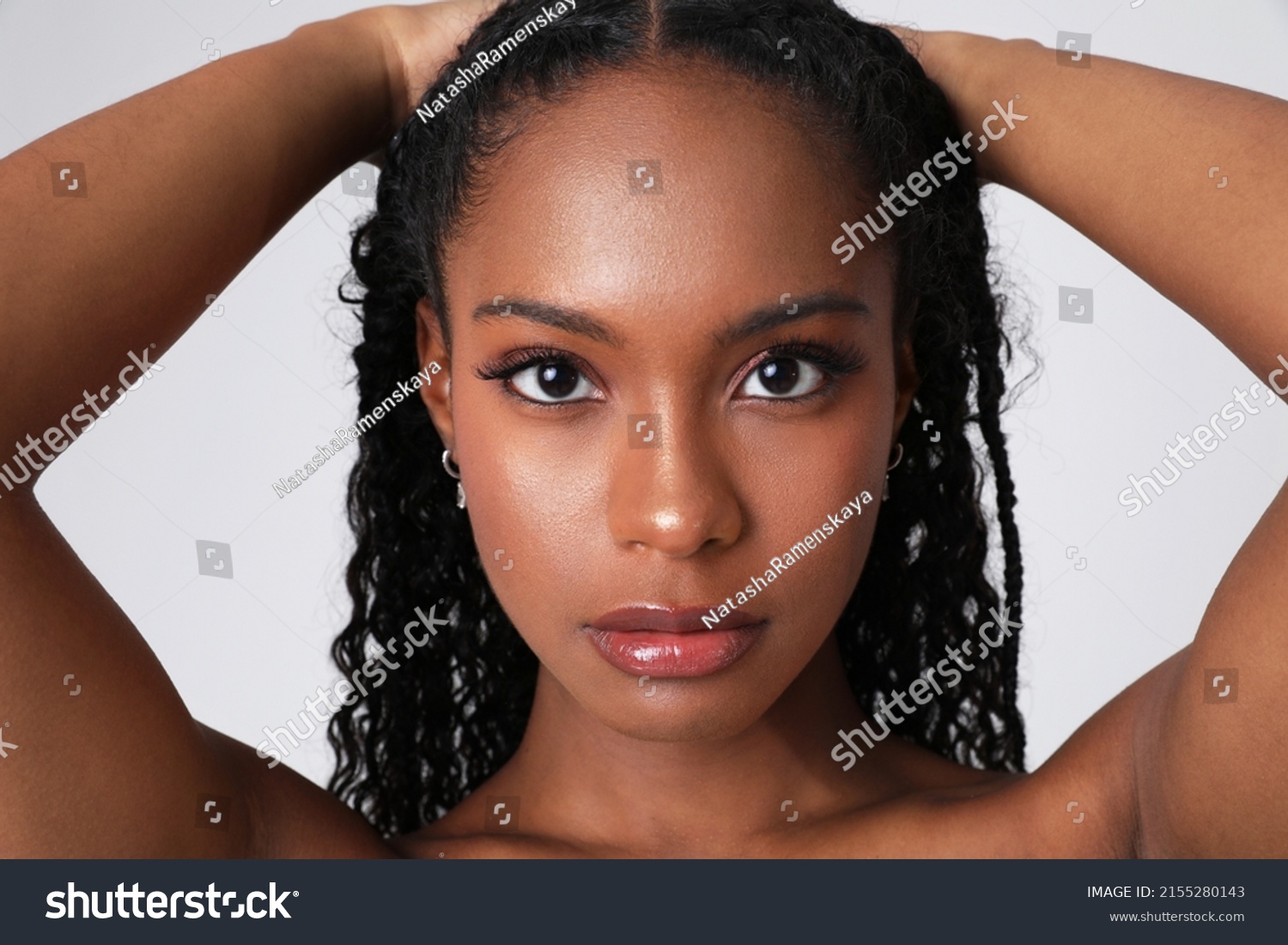 Closeup African American Woman Poses Indoor Stock Photo 2155280143 ...