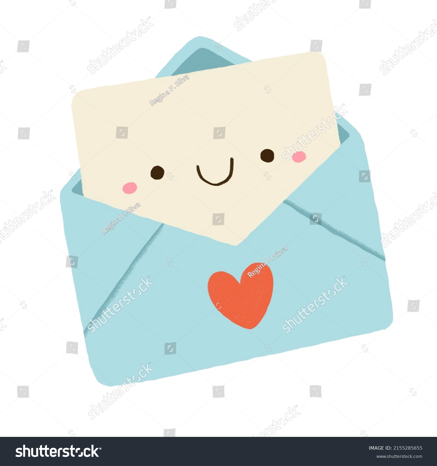 Cute Drawing Letter Envelope Cartoon Clip Stock Illustration 2155285655 ...