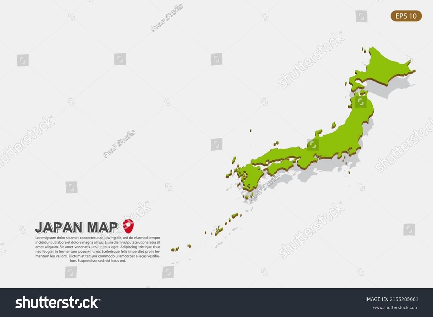 Japan Map World Map International Vector Stock Vector Royalty Free Stock Vector Japan Map World Map International Vector Template With Isometric Style Including Shadow Green 2155285661