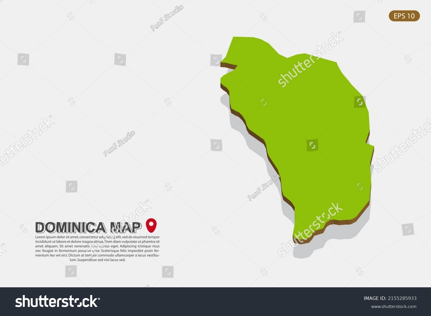 Dominica Map World Map International Vector Stock Vector Royalty Free   Stock Vector Dominica Map World Map International Vector Template With Isometric Style Including Shadow Green 2155285933 