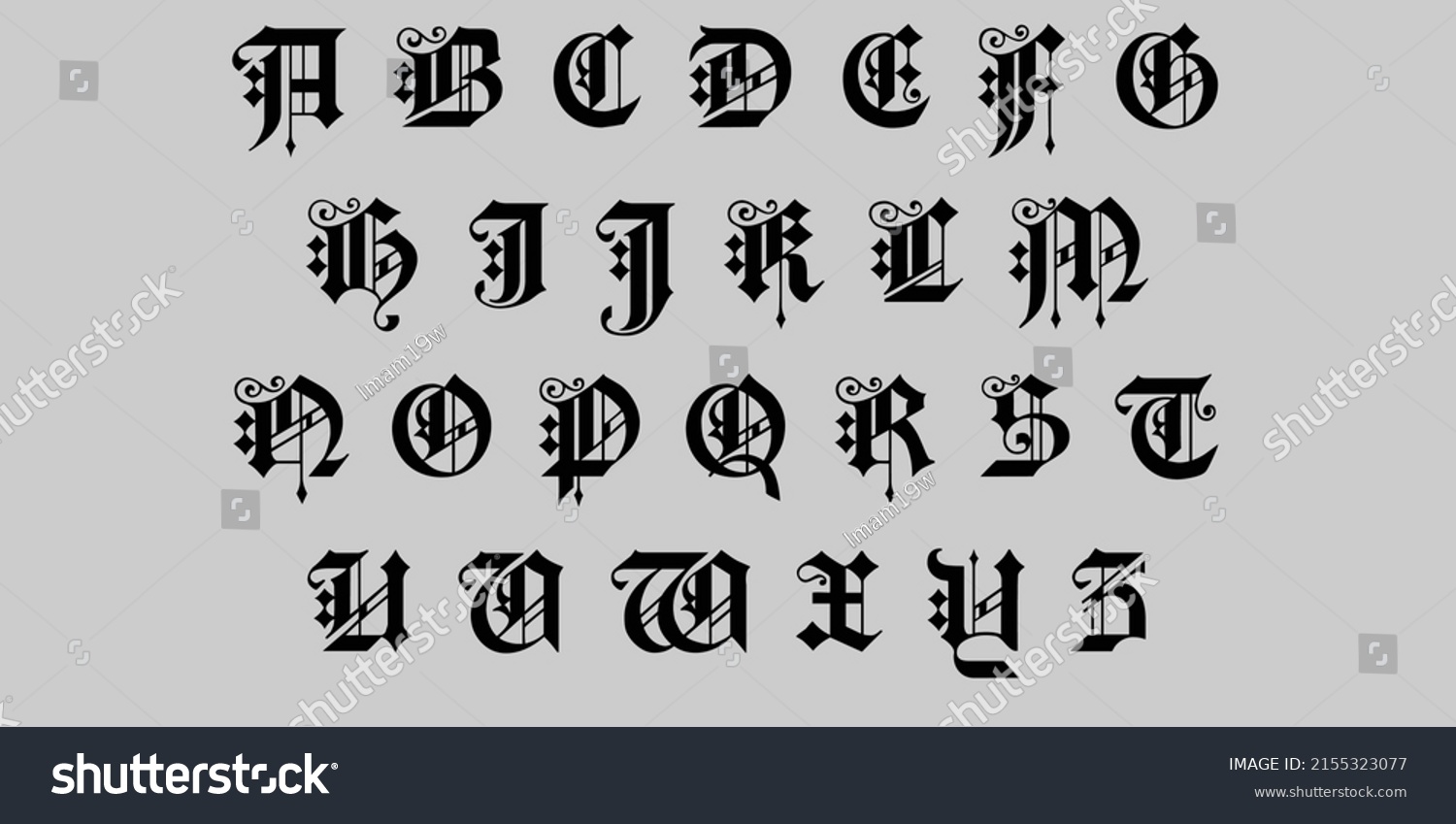 Old English Alphabet Kings Cross Alphabet Stock Vector (Royalty Free ...