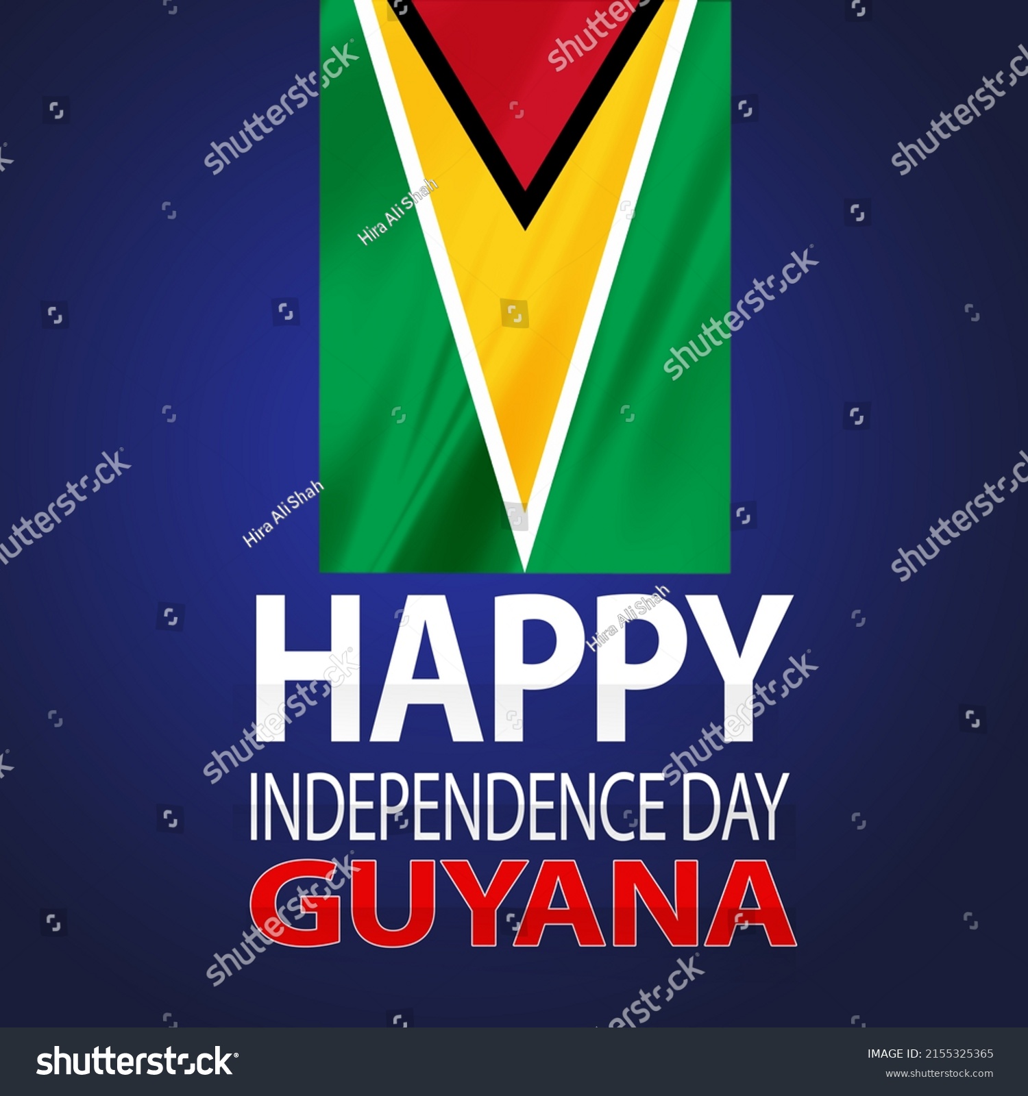 Happy Independence Day Guyana Wallpaper Waving Stock Illustration