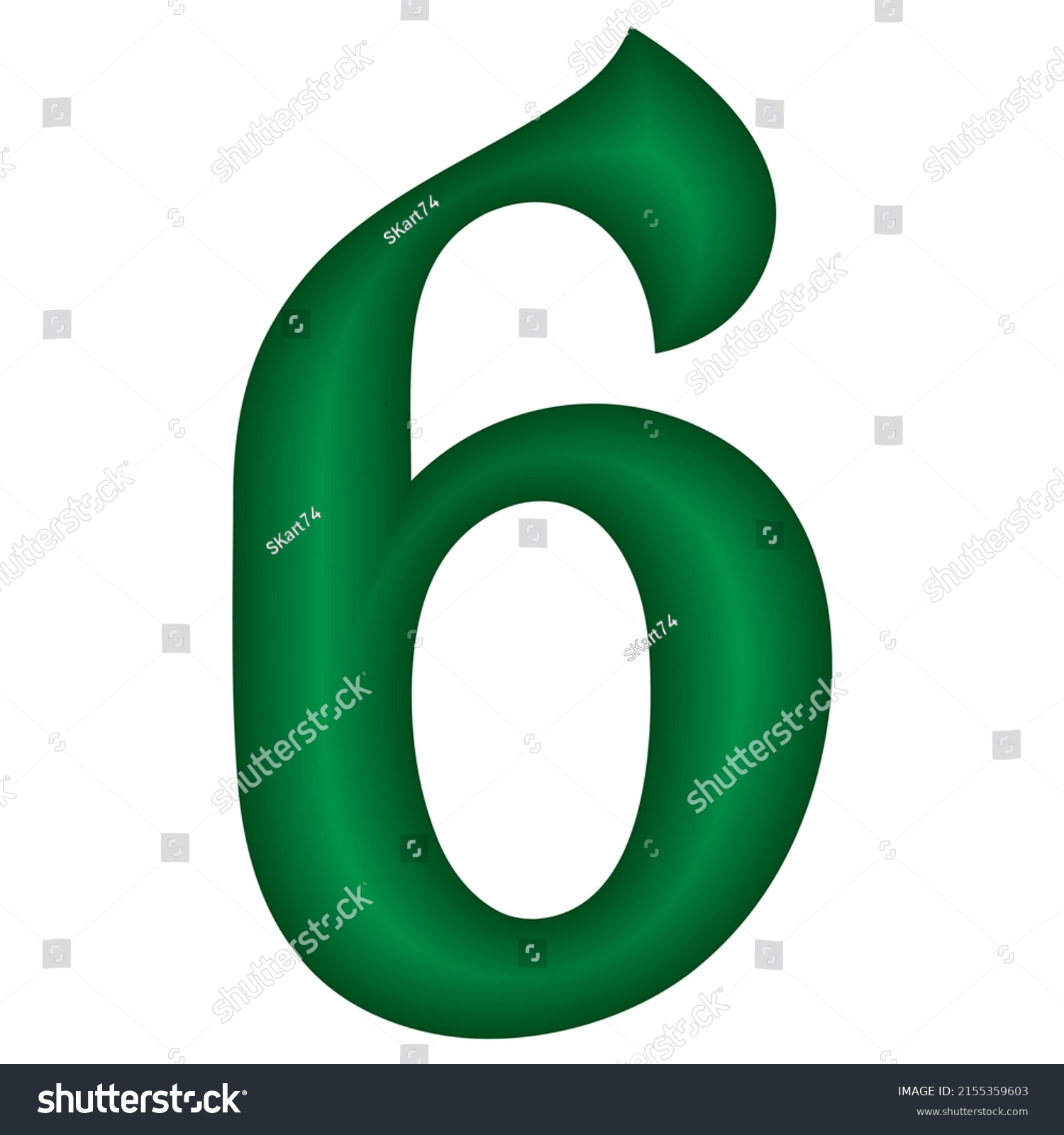 Green Number Six Vector Illustration Number Stock Vector (Royalty Free ...