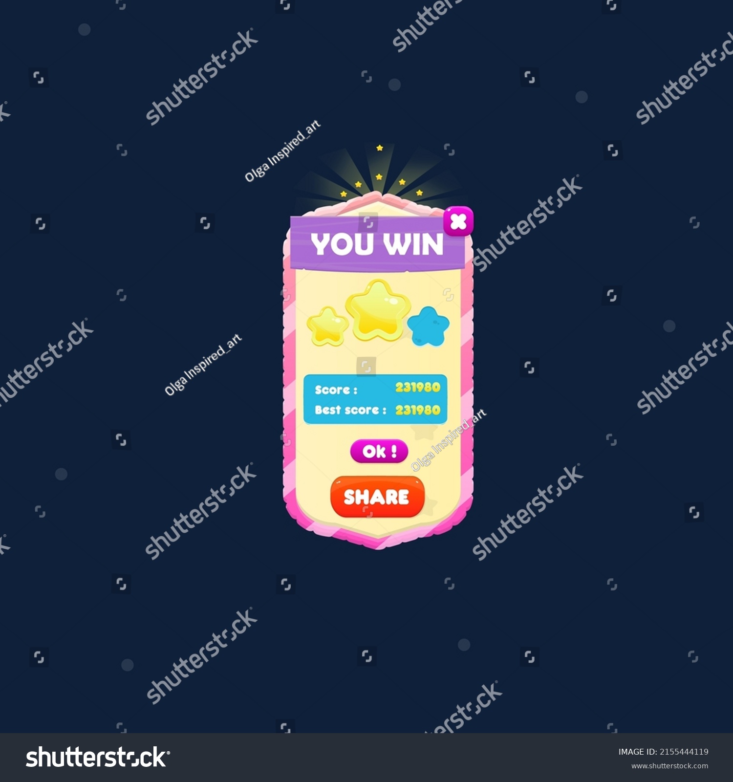 Game Ui Pop Window You Win Stock Vector (Royalty Free) 2155444119 ...