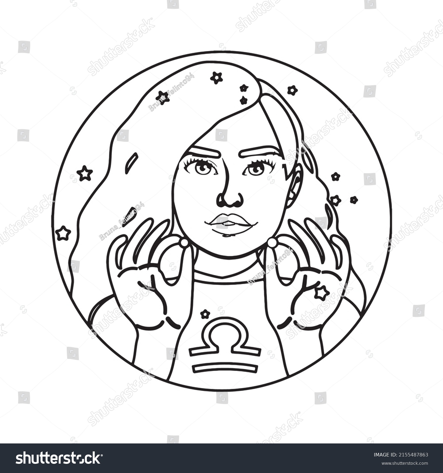 Illustration Libra Astrological Sign Beautiful Girl Stock Vector