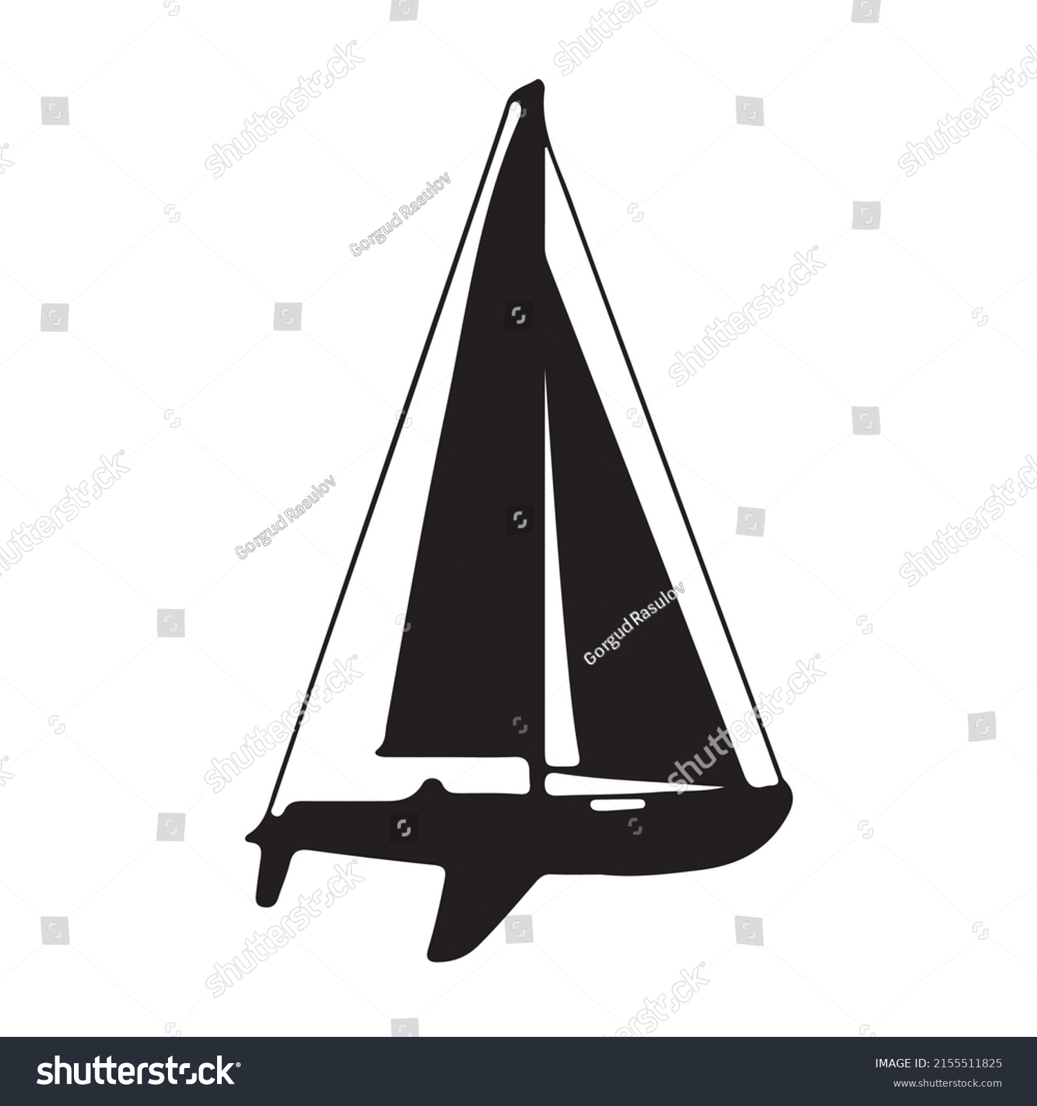 Boat Silhouette Black White Stock Vector (Royalty Free) 2155511825 ...