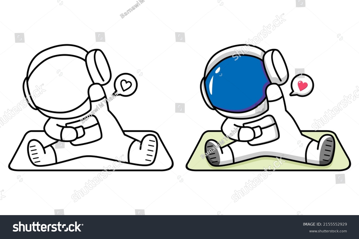 Cute Astronaut Workout Coloring Page Kids Stock Vector (Royalty Free ...