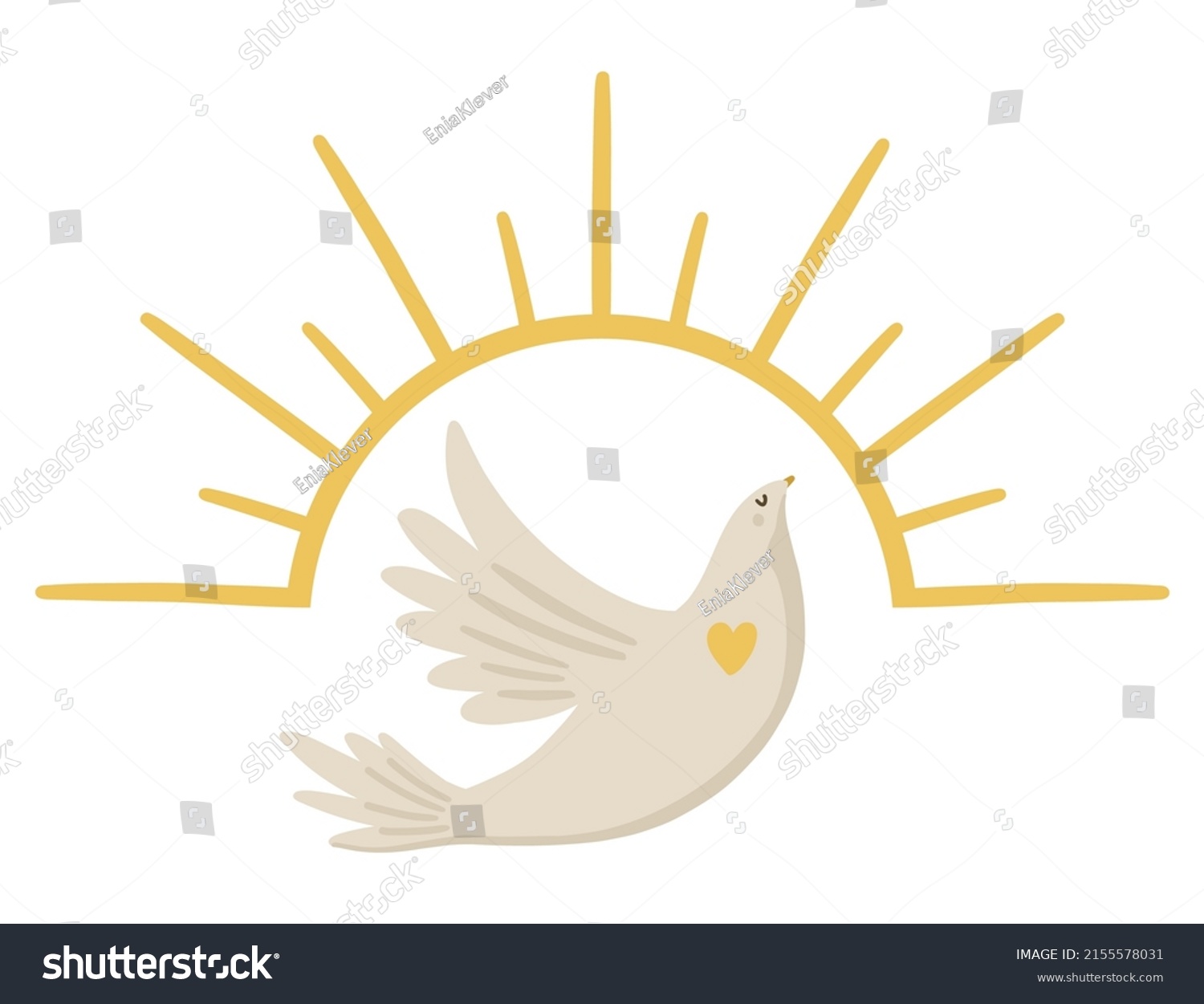 Illustration Dove Flying Against Backdrop Sun Stock Vector (royalty 