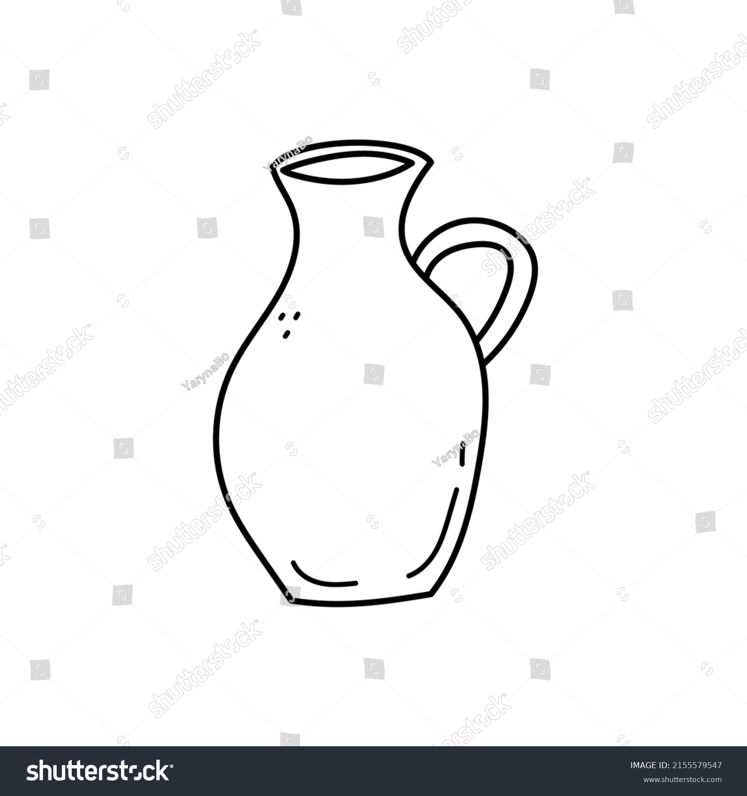 Hand Drawn Line Art Jug Doodle Stock Vector (Royalty Free) 2155579547 ...