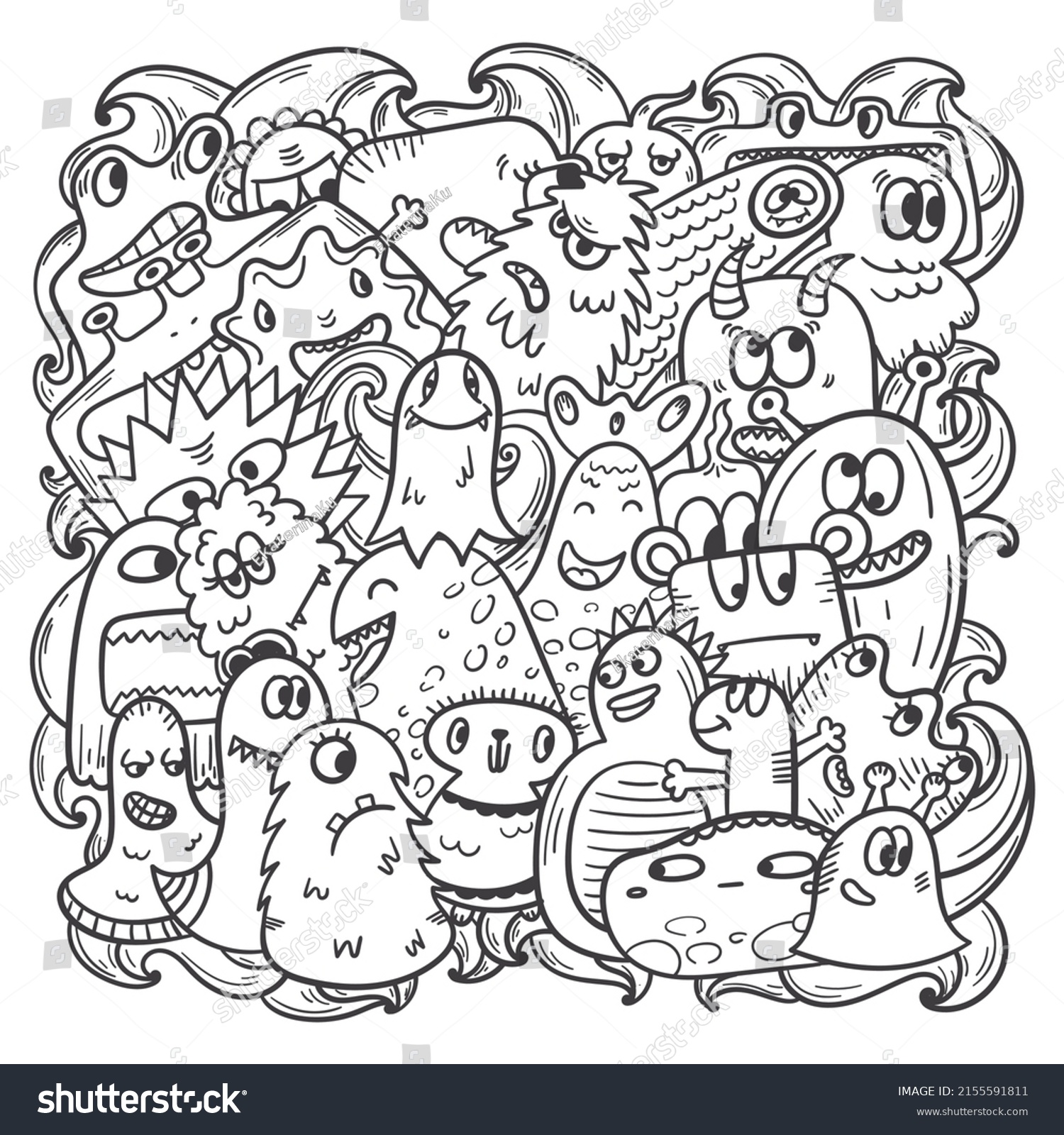 Vector Hand Drawn Coloring Pattern Funny Stock Vector (Royalty Free ...
