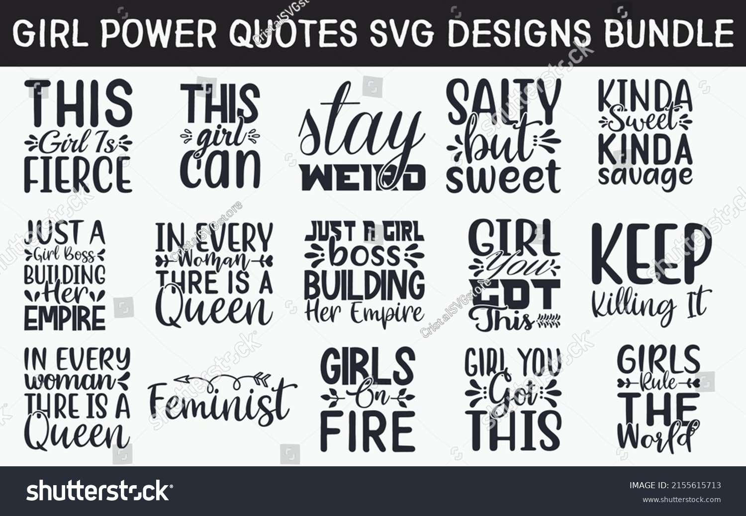 Girl Power Quotes Svg Cut Files Stock Vector (Royalty Free) 2155615713 ...