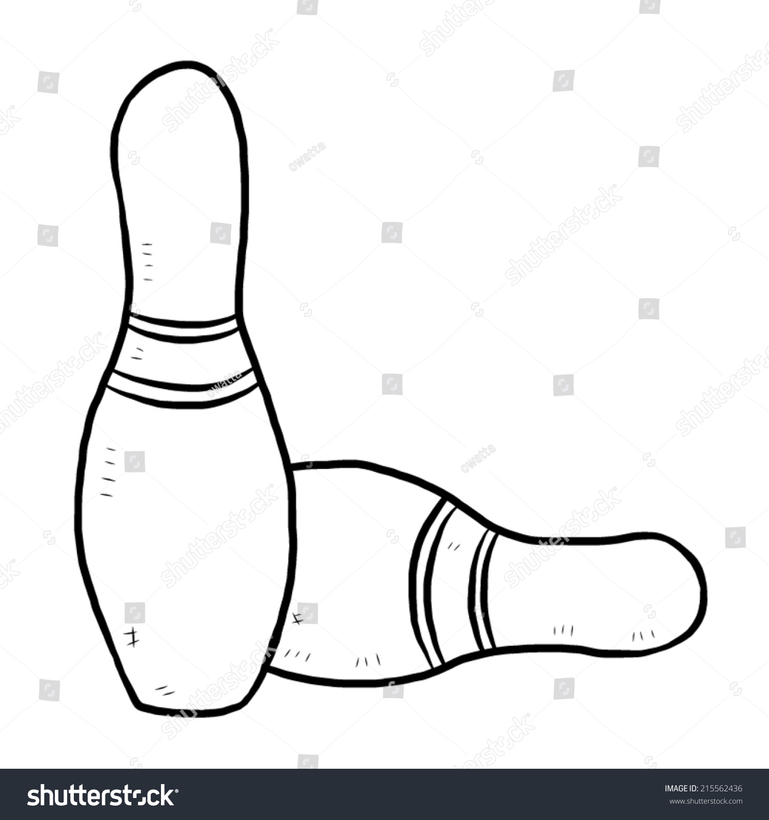 Bowling Pins Cartoon Vector Illustration Black Stock Vector Royalty   Stock Vector Bowling Pins Cartoon Vector And Illustration Black And White Hand Drawn Sketch Style Isolated 215562436 