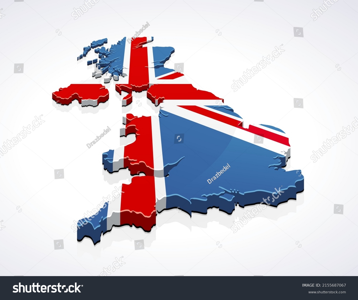 3d Map United Kingdom Colors British Stock Vector (Royalty Free ...