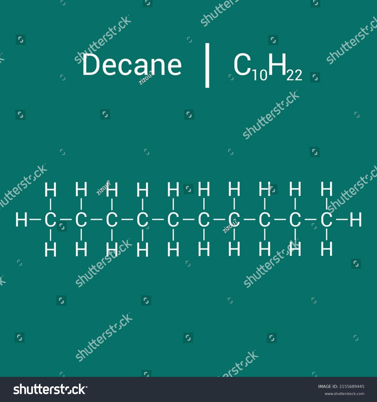 Chemical Structure Decane C9h20 Stock Vector Royalty Free 2155689445