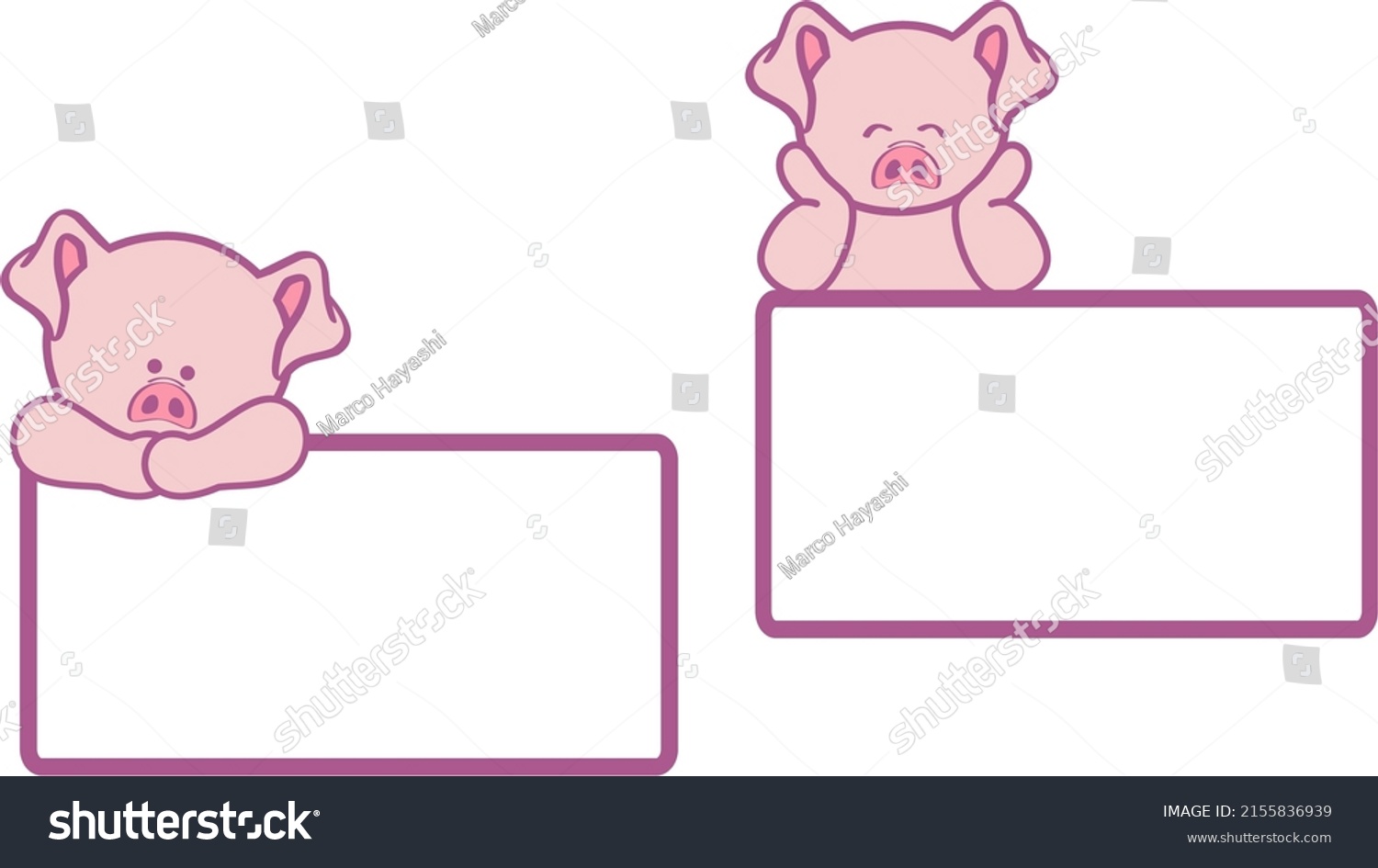 Cute Baby Piggy Cartoon Billboard Pack Stock Vector (royalty Free 