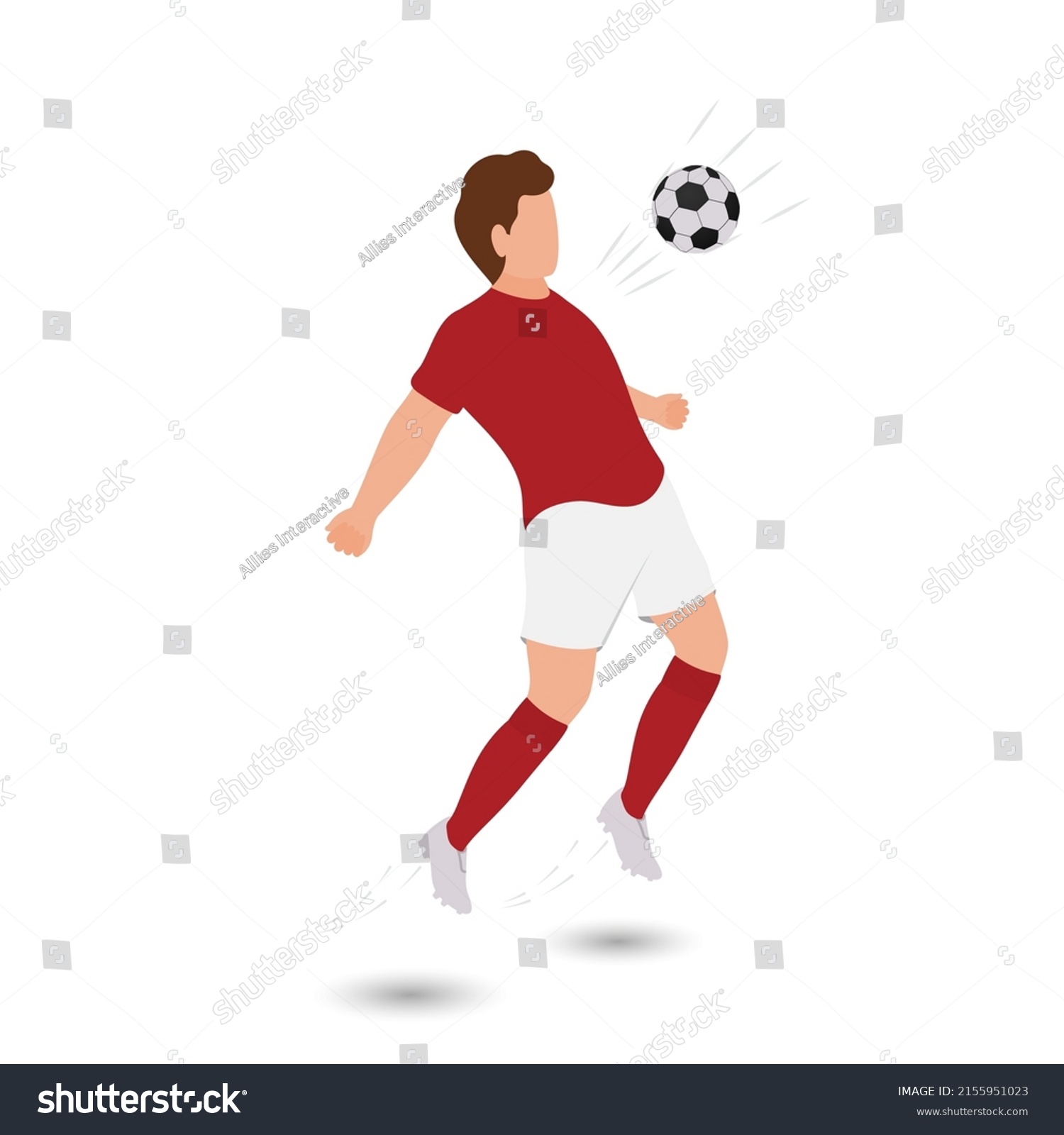 Cartoon Male Soccer Player Hitting Ball Stock Vector (Royalty Free ...