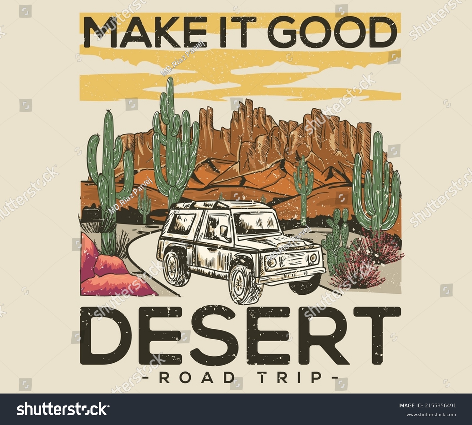 Arizona Desert Tshirt Design Desert Road Stock Vector (Royalty Free ...