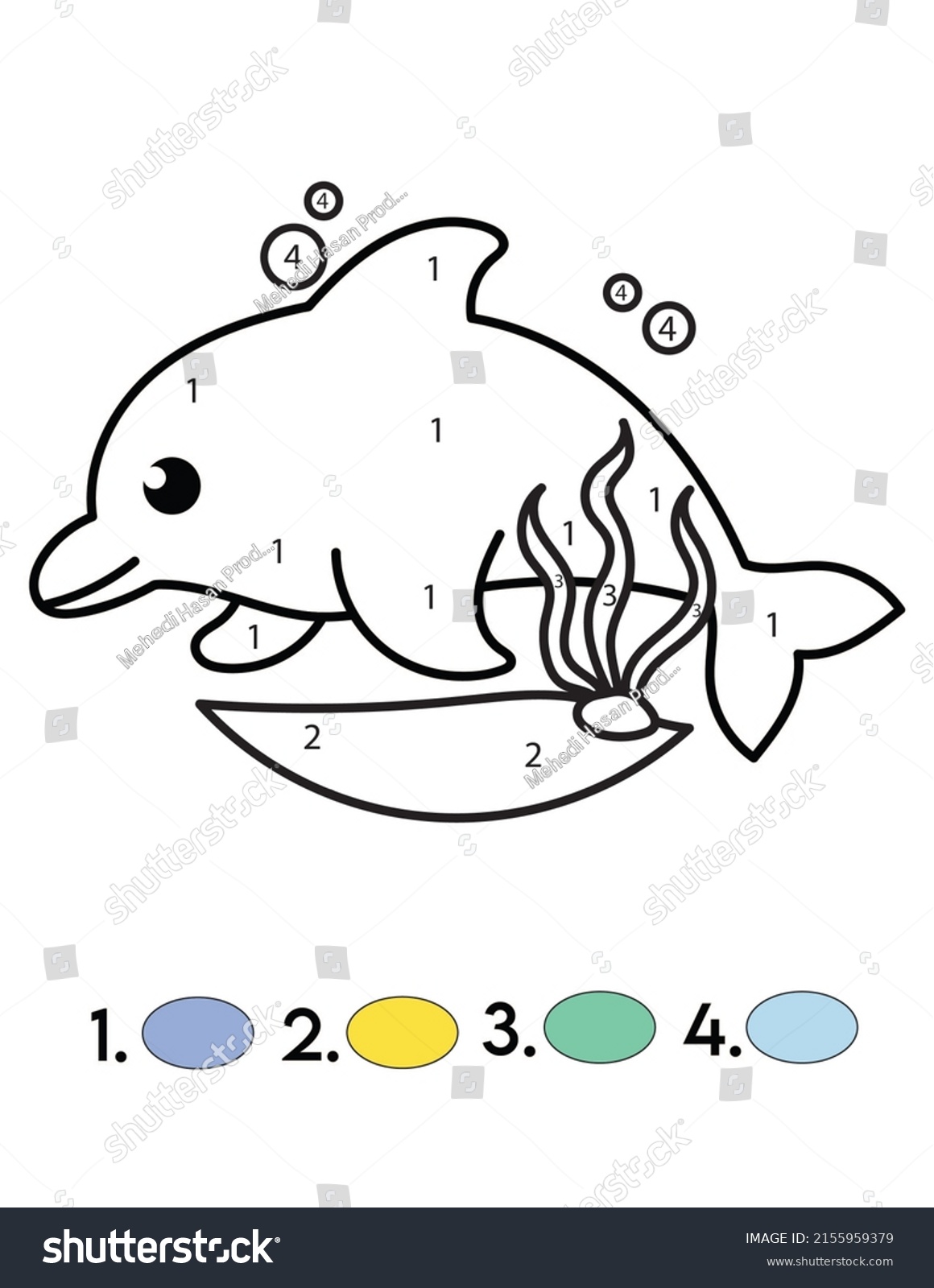 Ocean Animal Color By Number Activity Stock Illustration 2155959379 ...