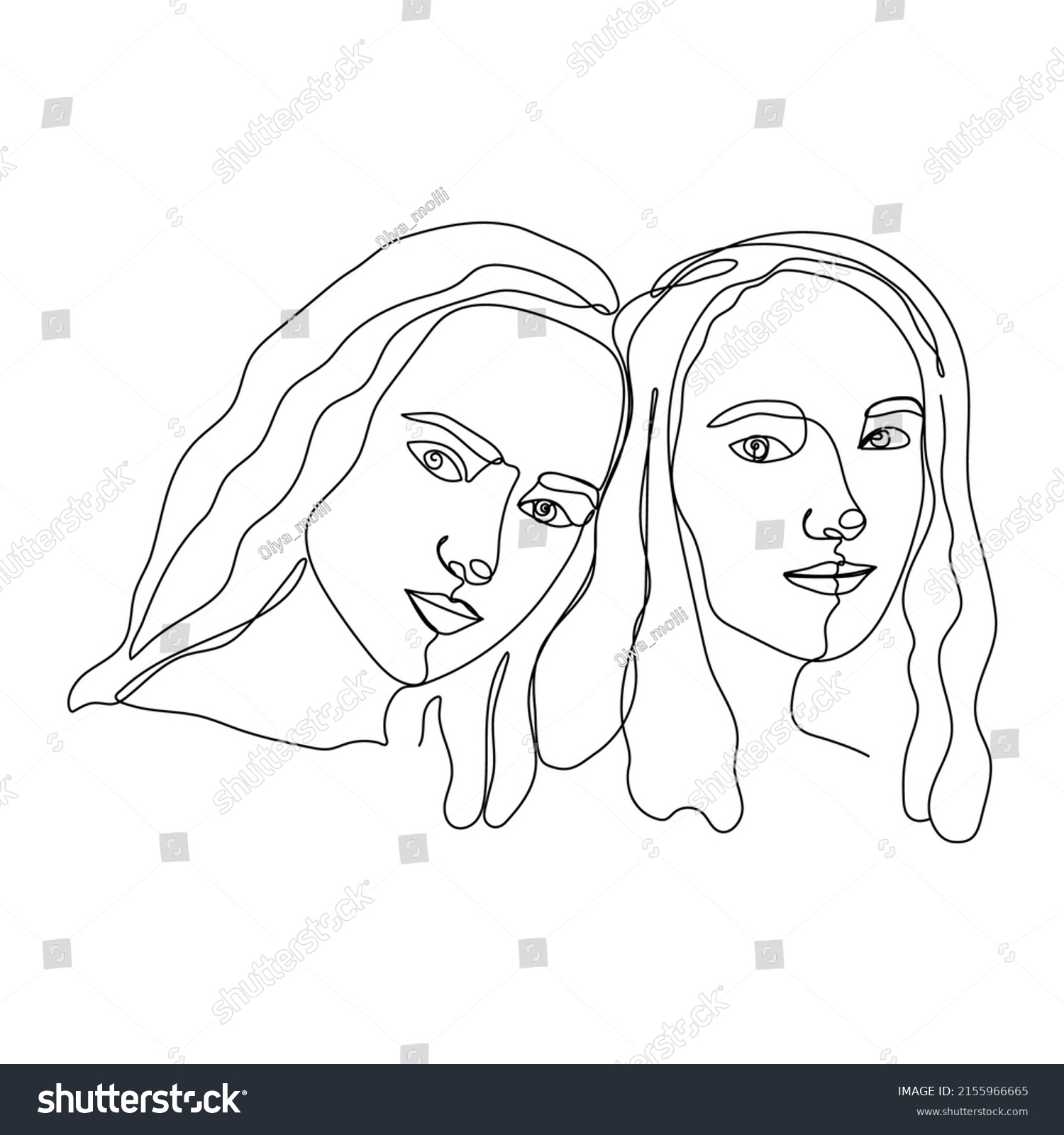 Women One Single Line Continuous Line Stock Vector Royalty Free 2155966665 Shutterstock 3586