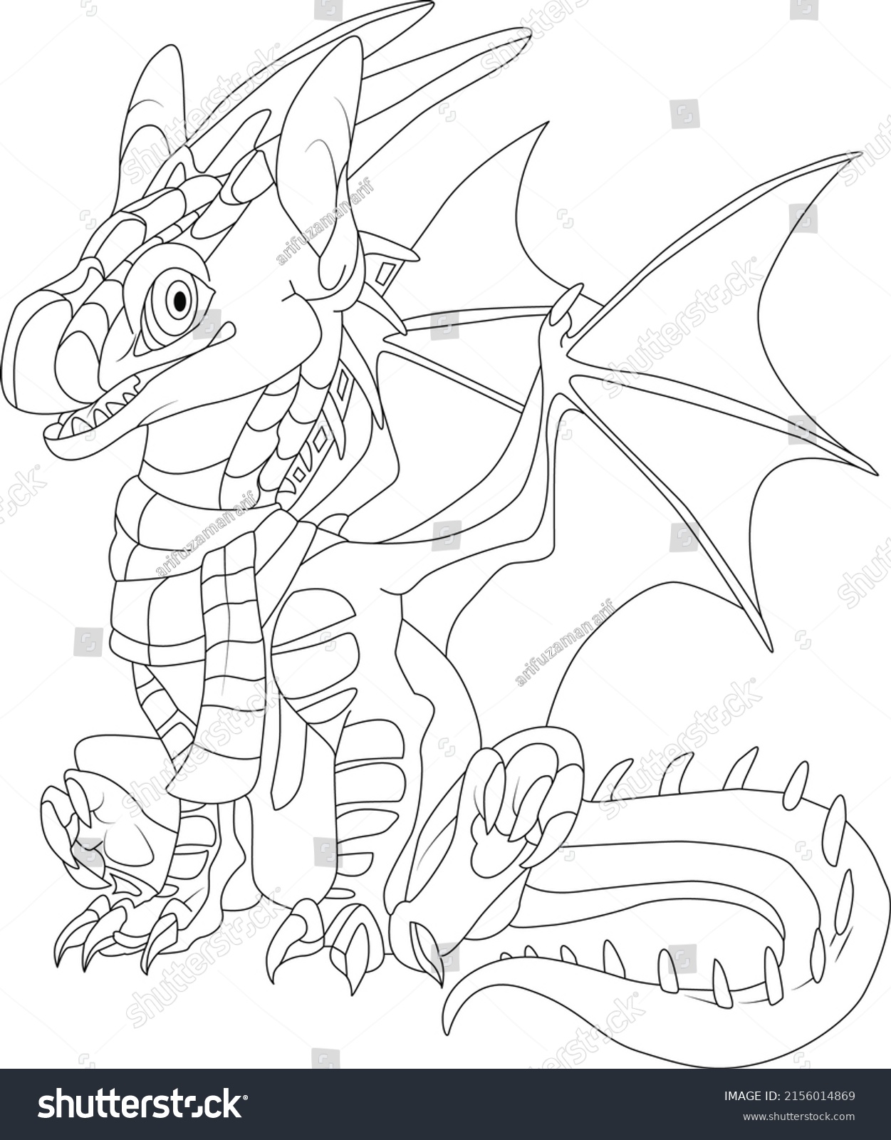 Dragon Coloring Page Dragon Coloring Book Stock Vector (Royalty Free ...