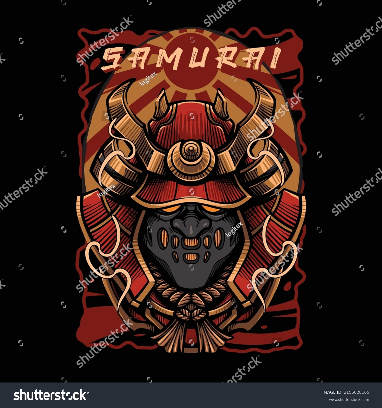 Samurai Head Mascot Logo Design Stock Vector (Royalty Free) 2156028165 ...