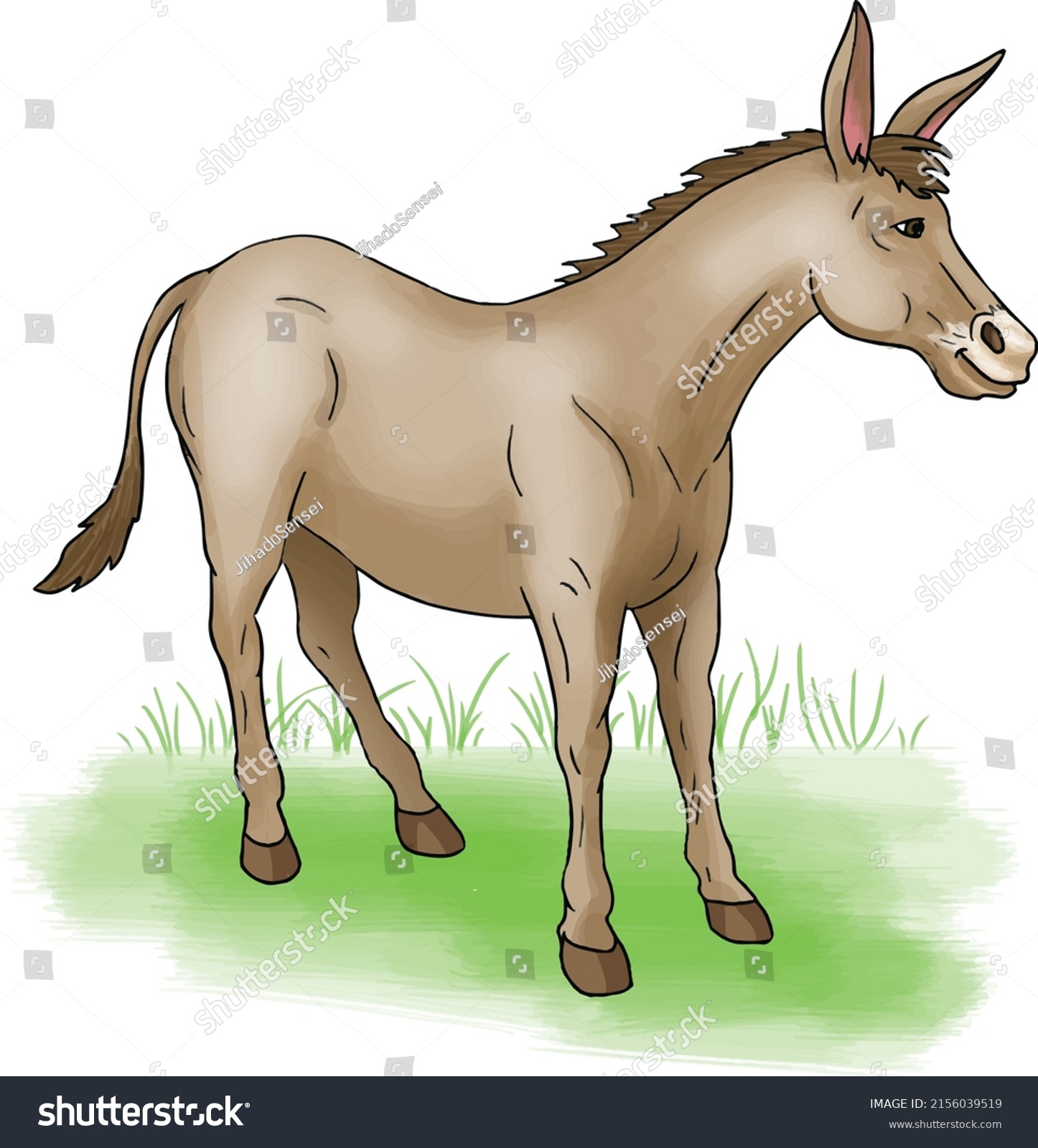 Cute Donkey Cartoon Realistic Drawing Stock Vector (Royalty Free ...