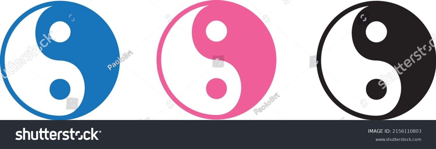 Black White Blue Pink Yin Yang Stock Vector Royalty Free 2156110803 Shutterstock 