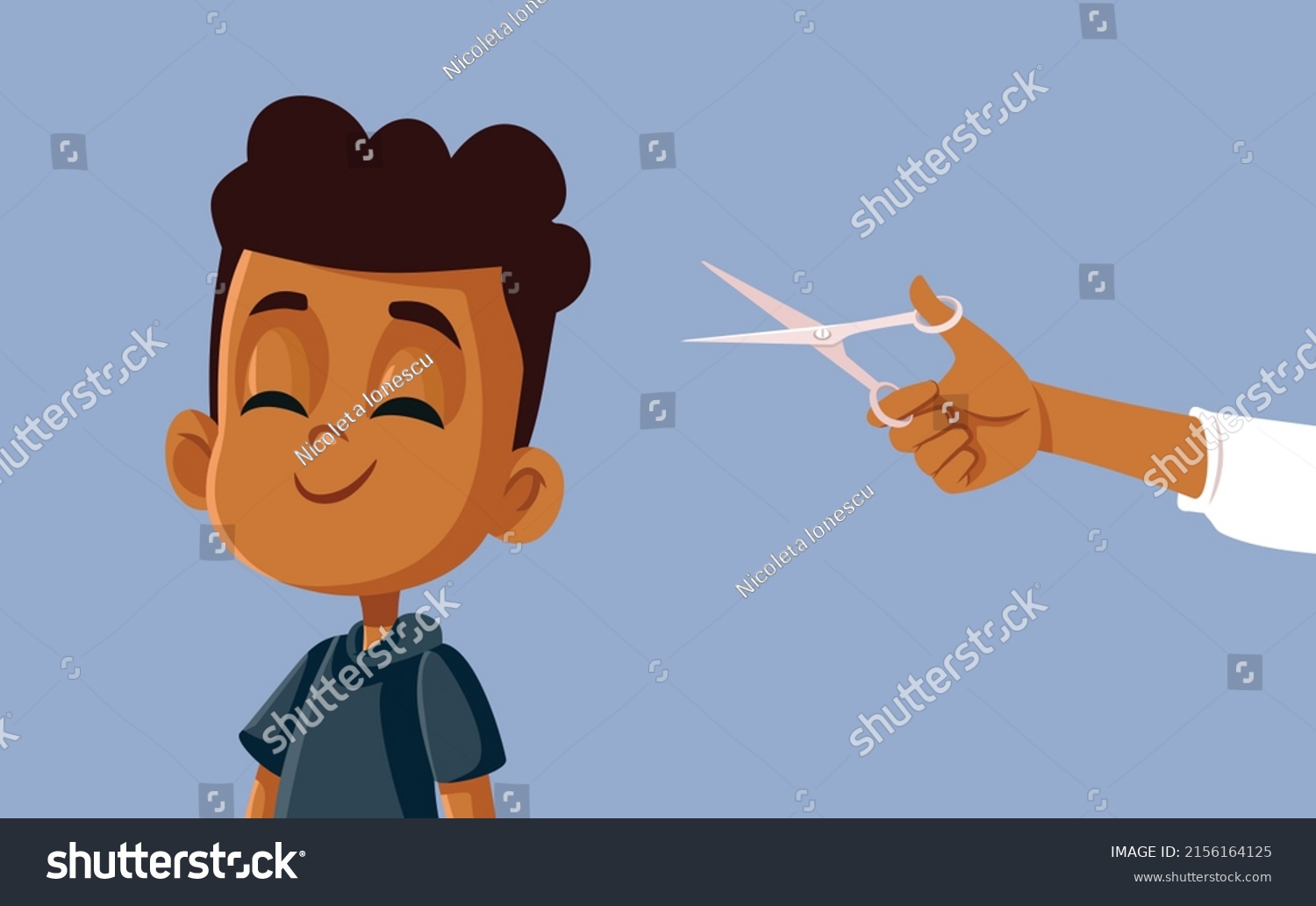 Happy Little Boy Getting Professional Haircut Stock Vector Royalty Free 2156164125 Shutterstock 6459