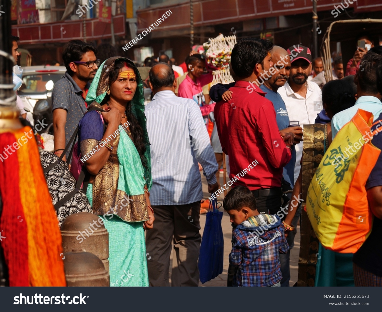 Asian City People Standing Together Between Stock Photo 2156255673 ...