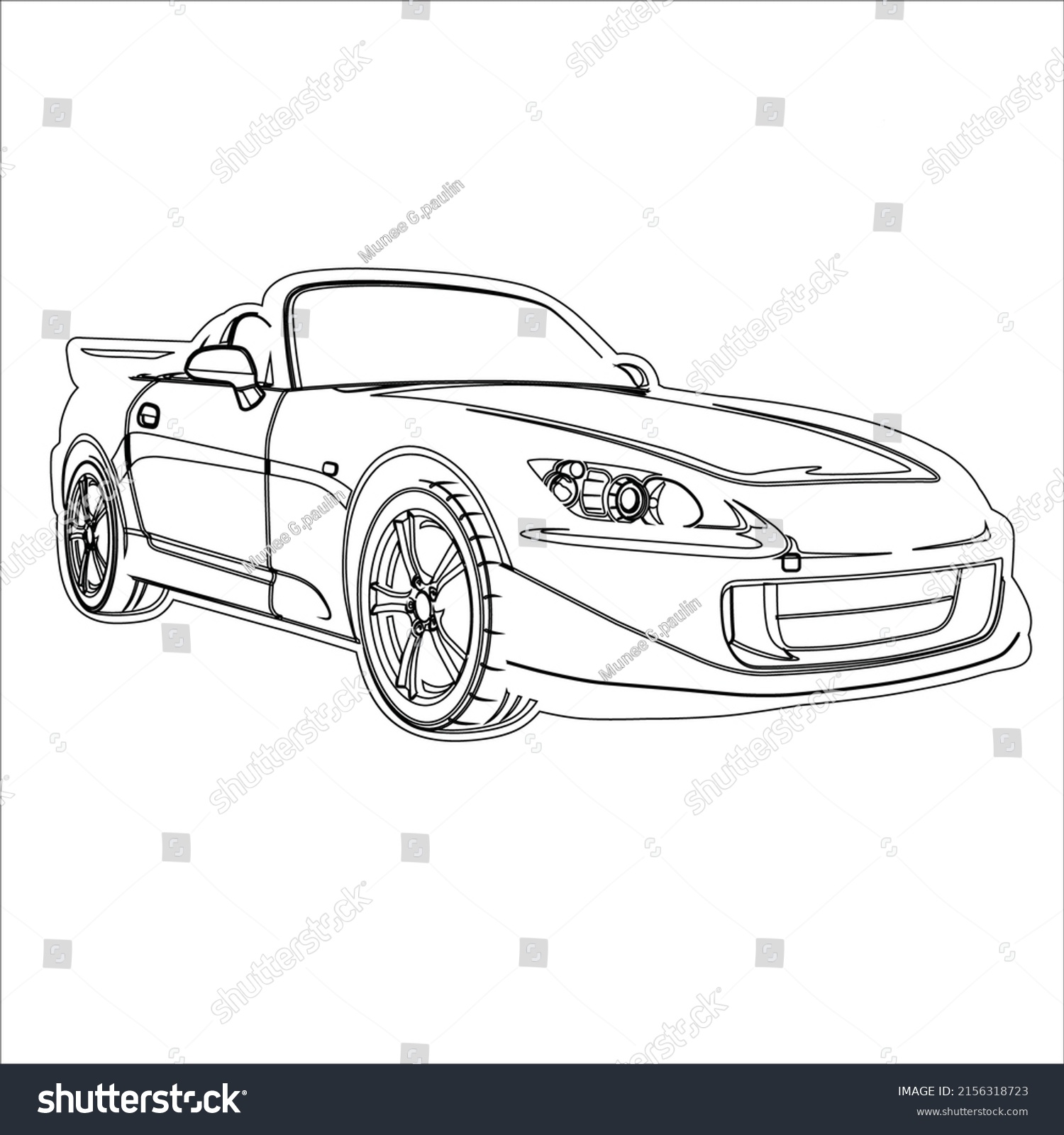 Classic Car Illustration Coloring Book Page Stock Vector (Royalty Free ...