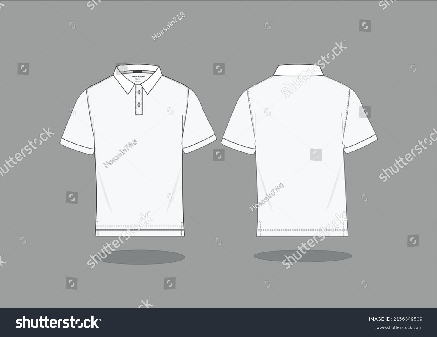 Polo Shirt Fashion Flat Sketch Template Stock Vector (Royalty Free ...