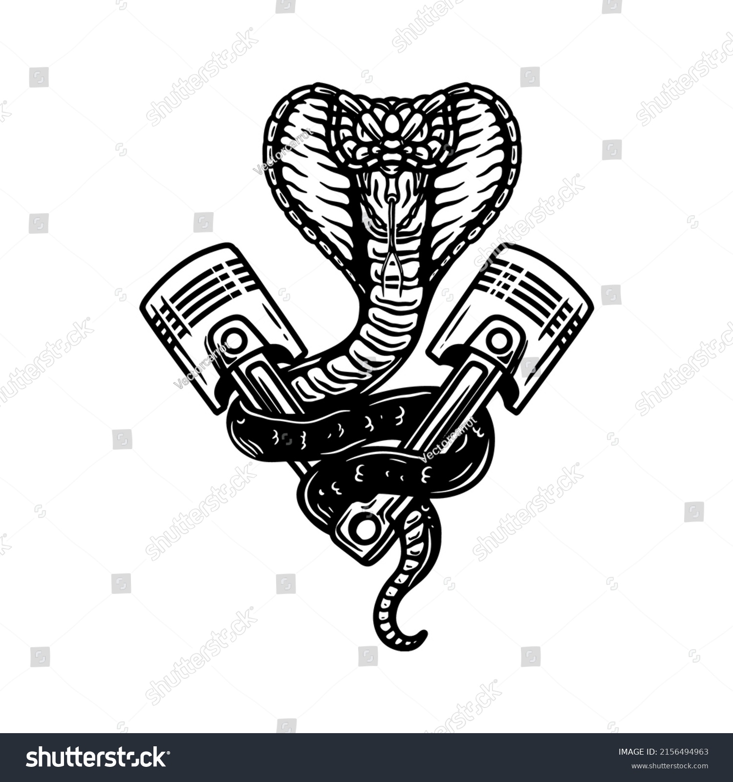 Illustration Cobra Two Motorcycle Pistons Design Stock Vector (royalty 