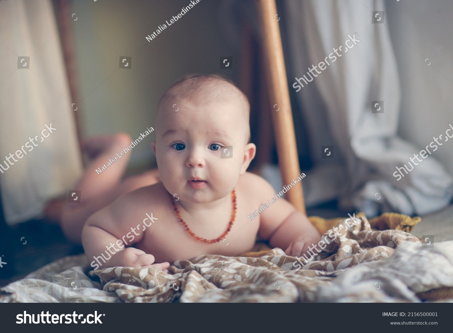 Smiling Baby Boy Lying Down Resting Stock Photo 2156500001 Shutterstock
