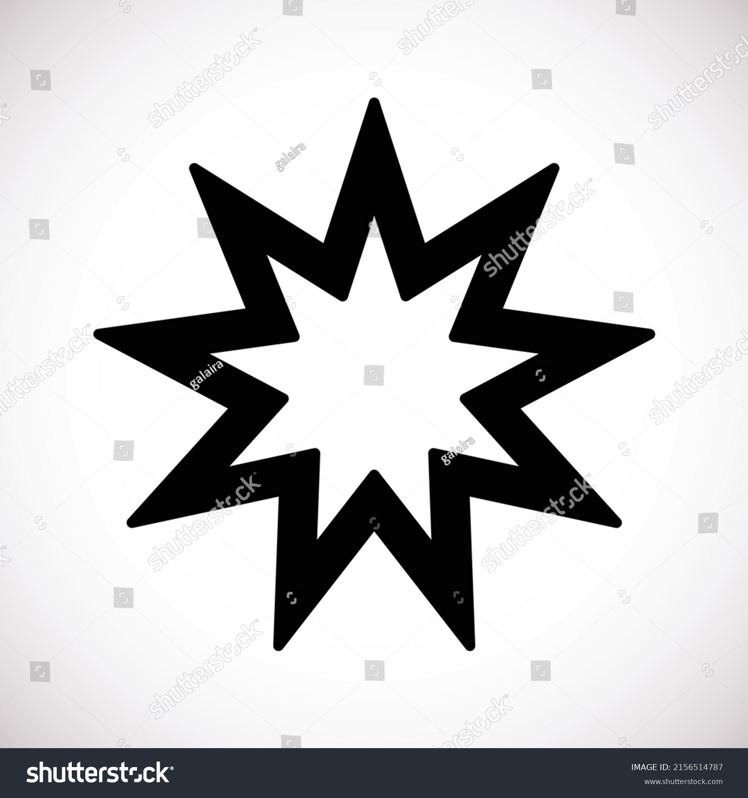 Bahai Star Black Linear Bahai Symbol Stock Vector (Royalty Free ...