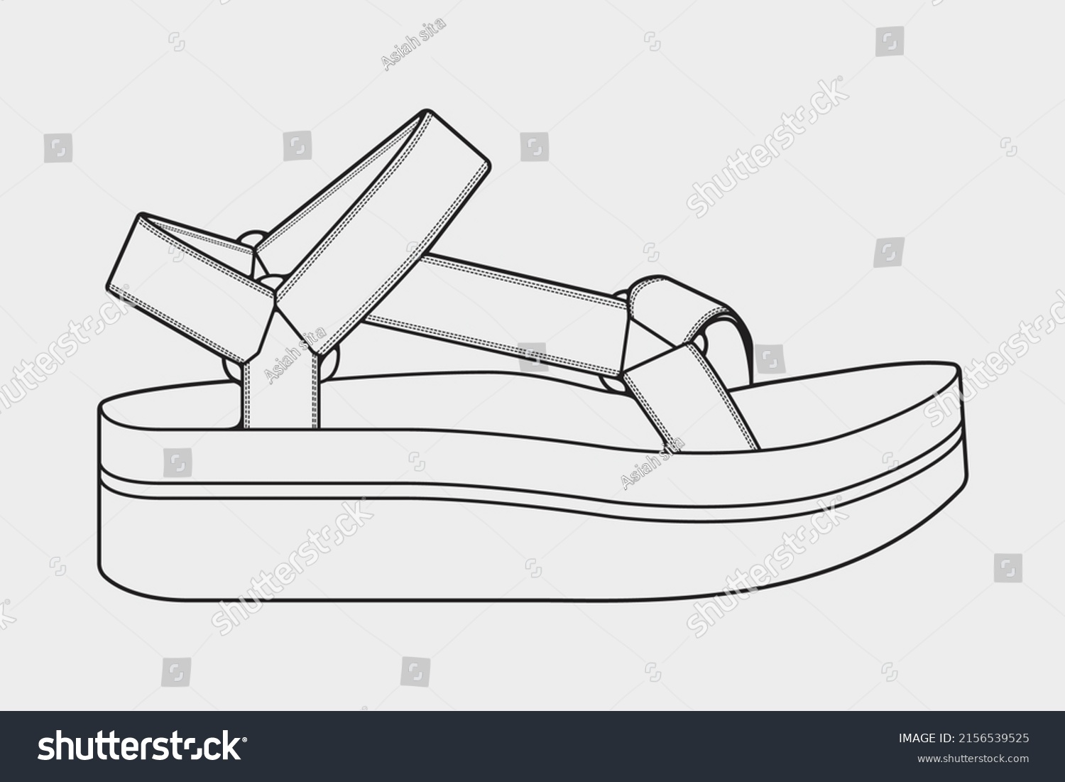 Strap Sandals Outline Drawing Vector Strap Stock Vector (Royalty Free ...
