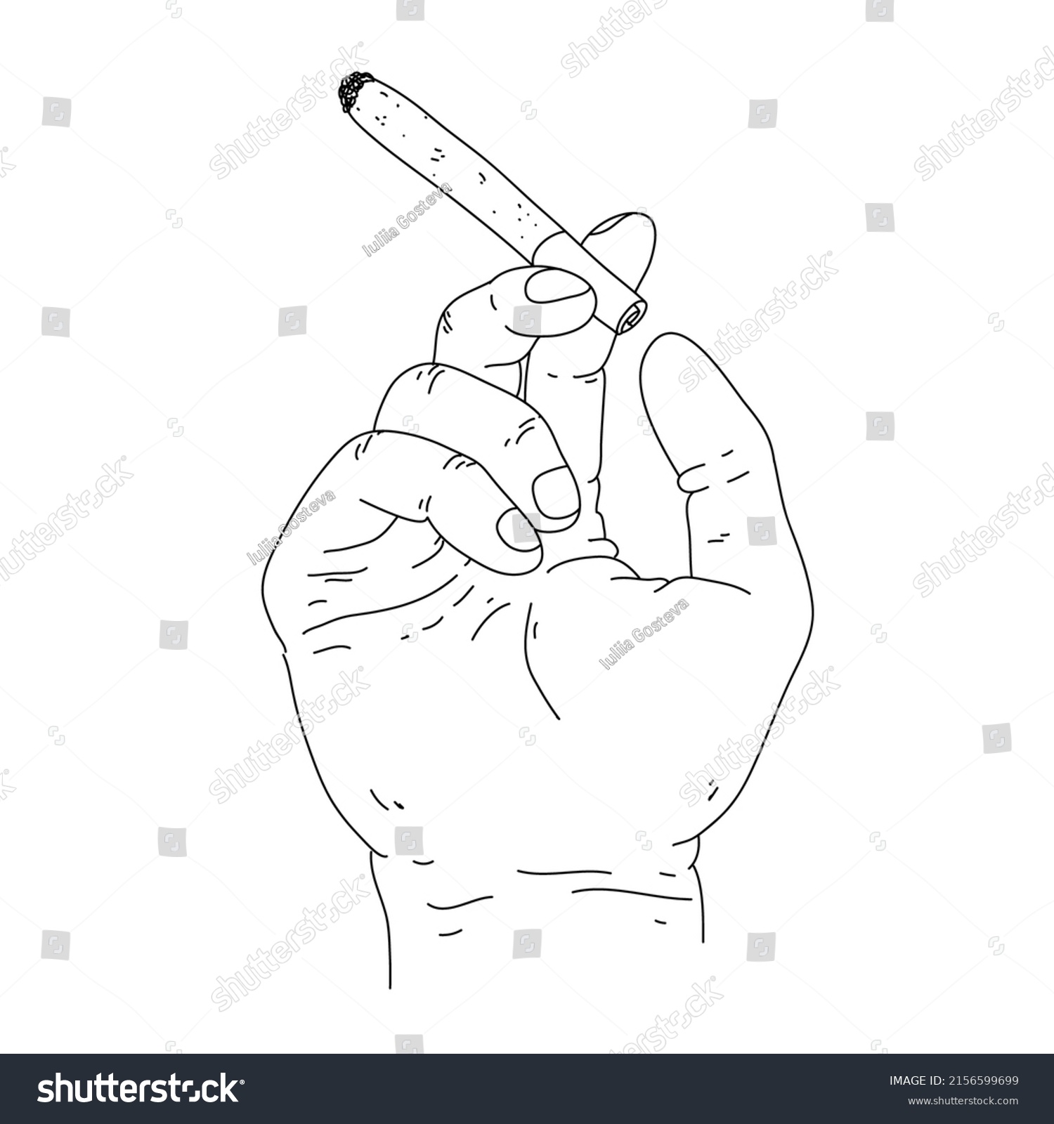 Vector Illustration Hand Holding Cigarette Marijuana Stock Vector 