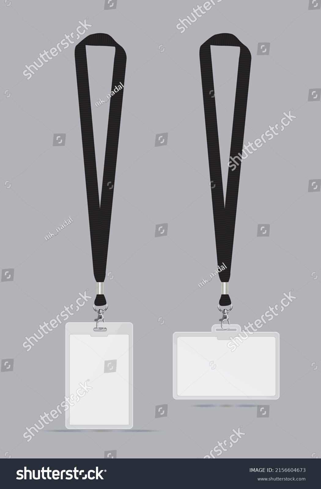 Lanyard Card Holder Vertical Horizondal Black Stock Vector (Royalty ...