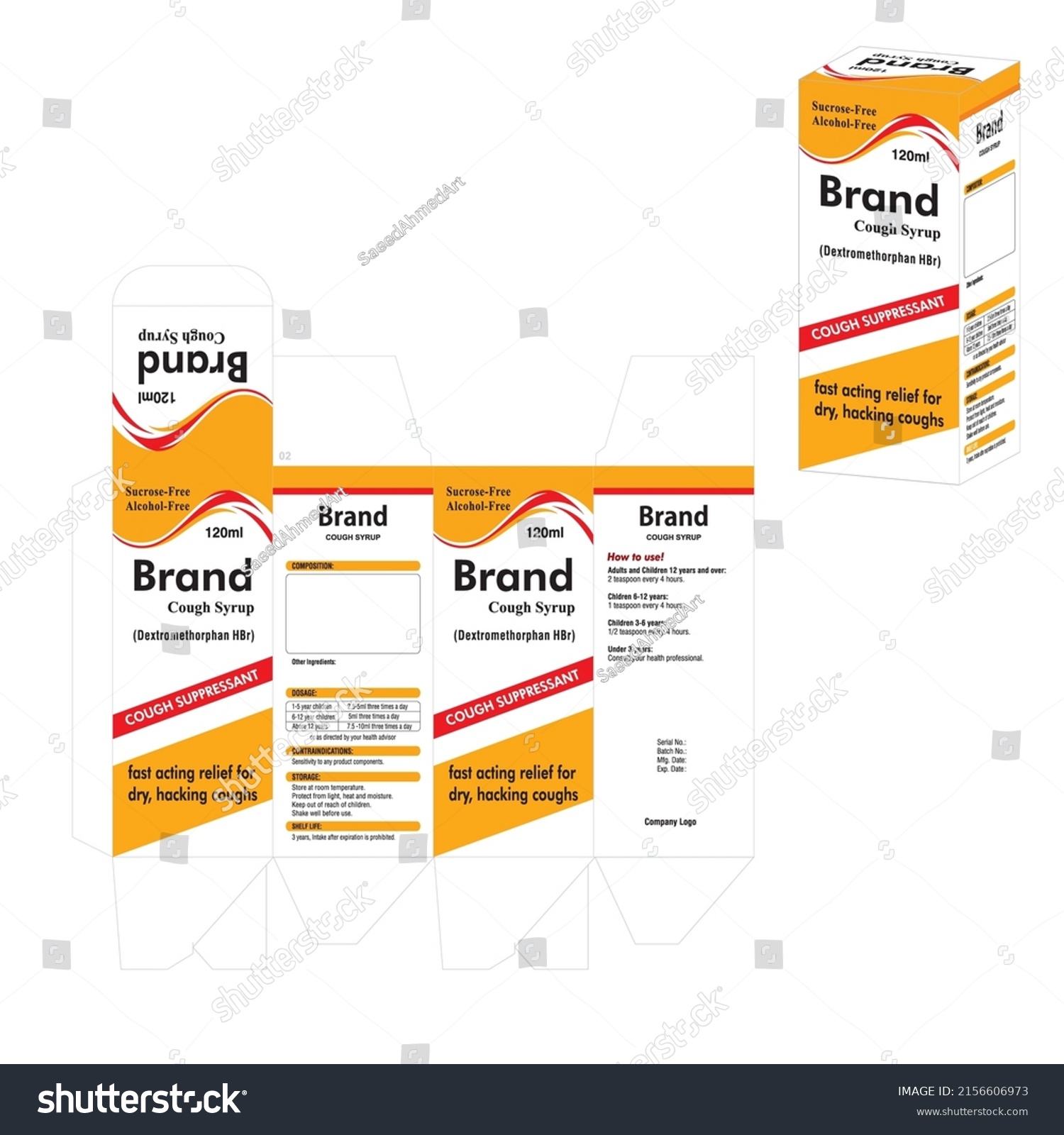 Cough Syrup Packaging Design Box Stock Vector (Royalty Free) 2156606973 ...