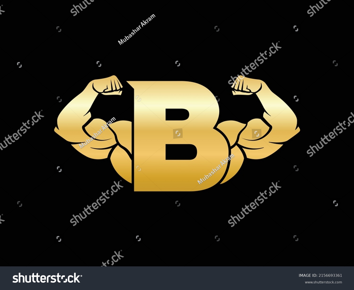 Letter B Logo Muscular Shape Fitness Stock Vector (Royalty Free ...