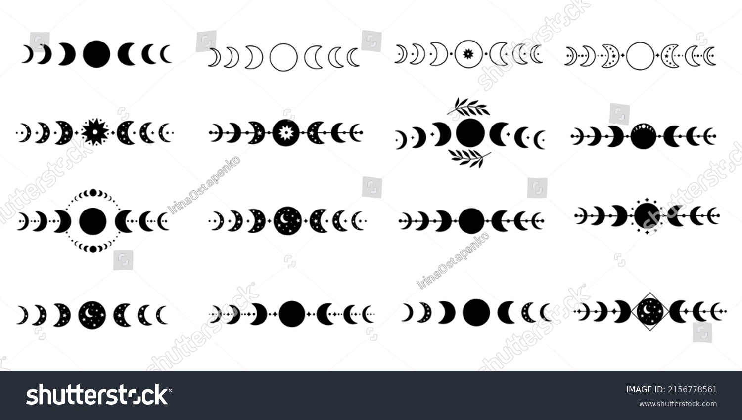 Big Set Moon Phases Moon Phases Stock Vector (Royalty Free) 2156778561 ...