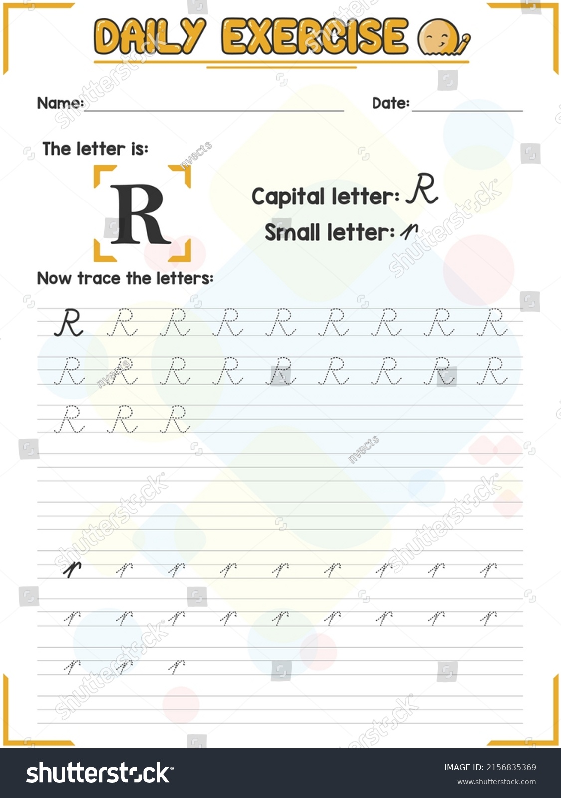 Cursive Alphabet Letter Tracing Practice Handwriting Stock Vector ...