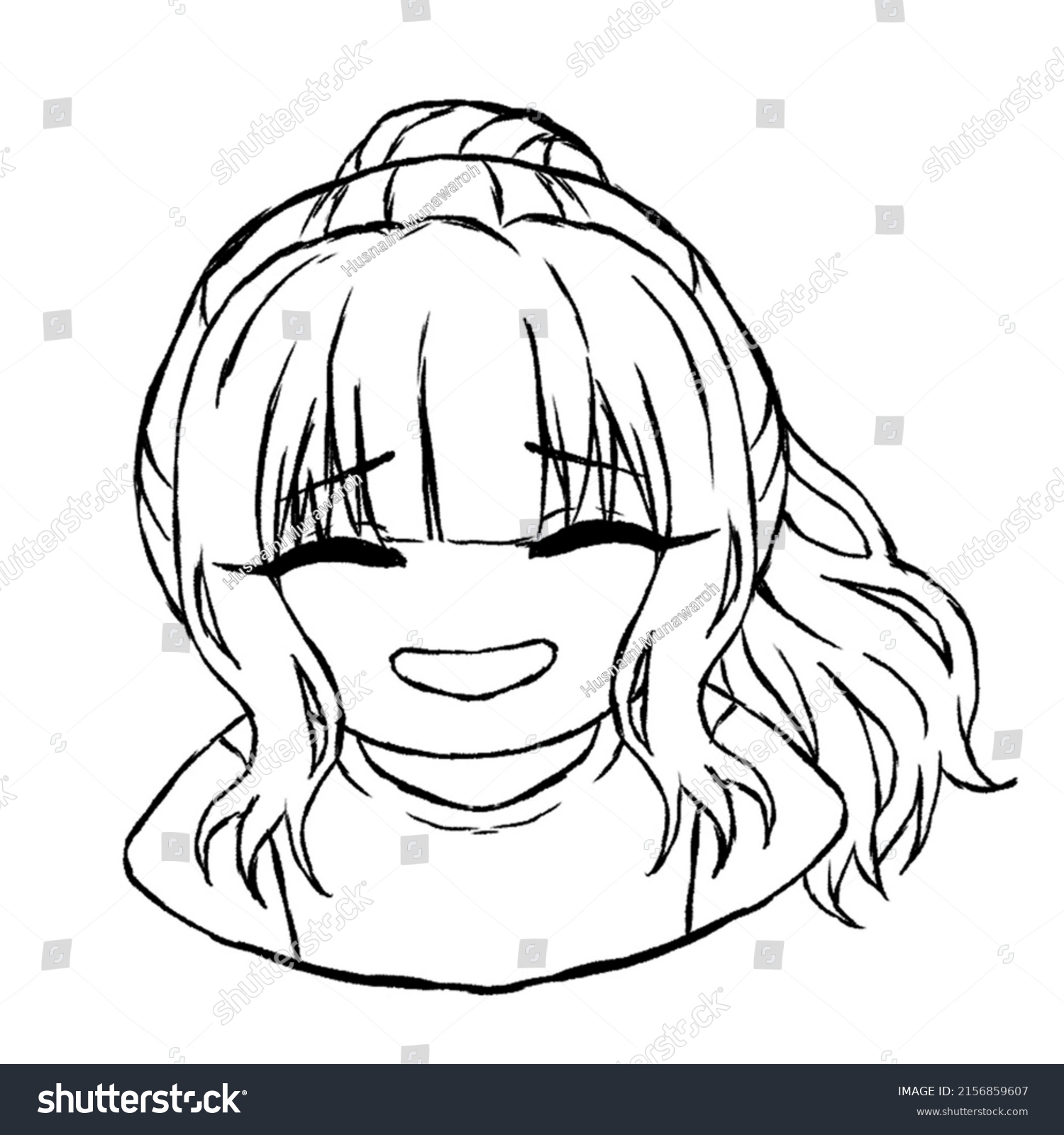 Clean Lineart Akward Emoticon Anime Girl Stock Illustration 2156859607 ...